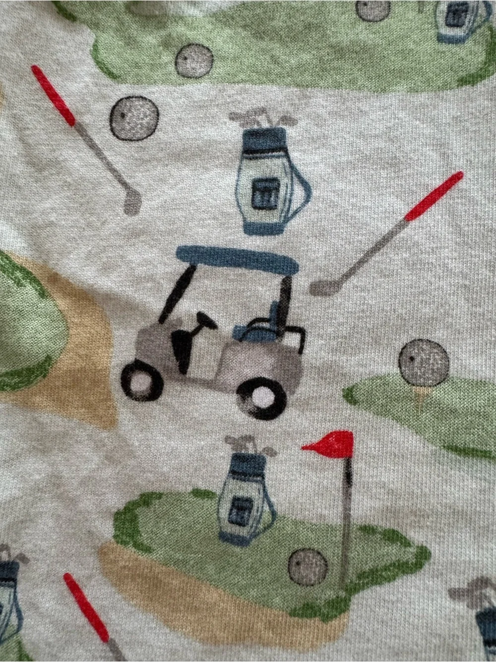 Mud Pie White Footed One-Piece with Green & Blue Golf Cart Print Size 0-3 mths
